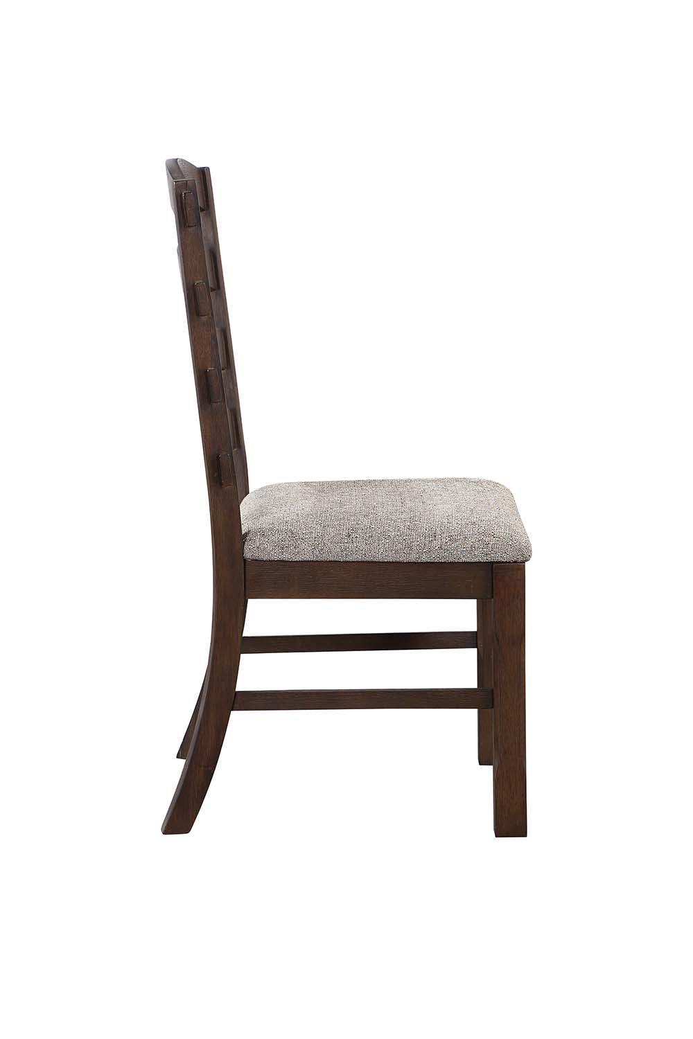 ACME Pascaline Side Chair (Set-2), Gray Fabric, Rustic Brown & Oak Finish FredCo