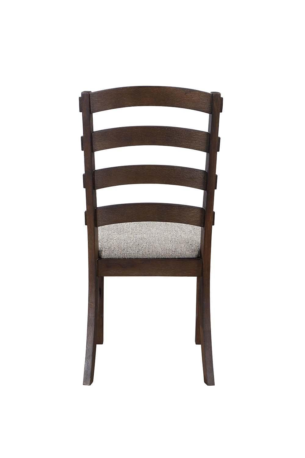 ACME Pascaline Side Chair (Set-2), Gray Fabric, Rustic Brown & Oak Finish FredCo