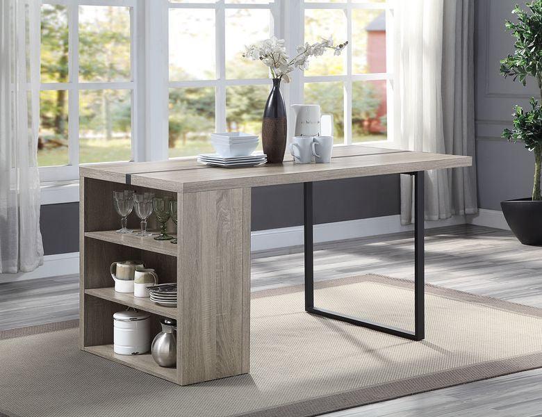 ACME Patwin Dining Table, Rustic Oak & Black Finish FredCo