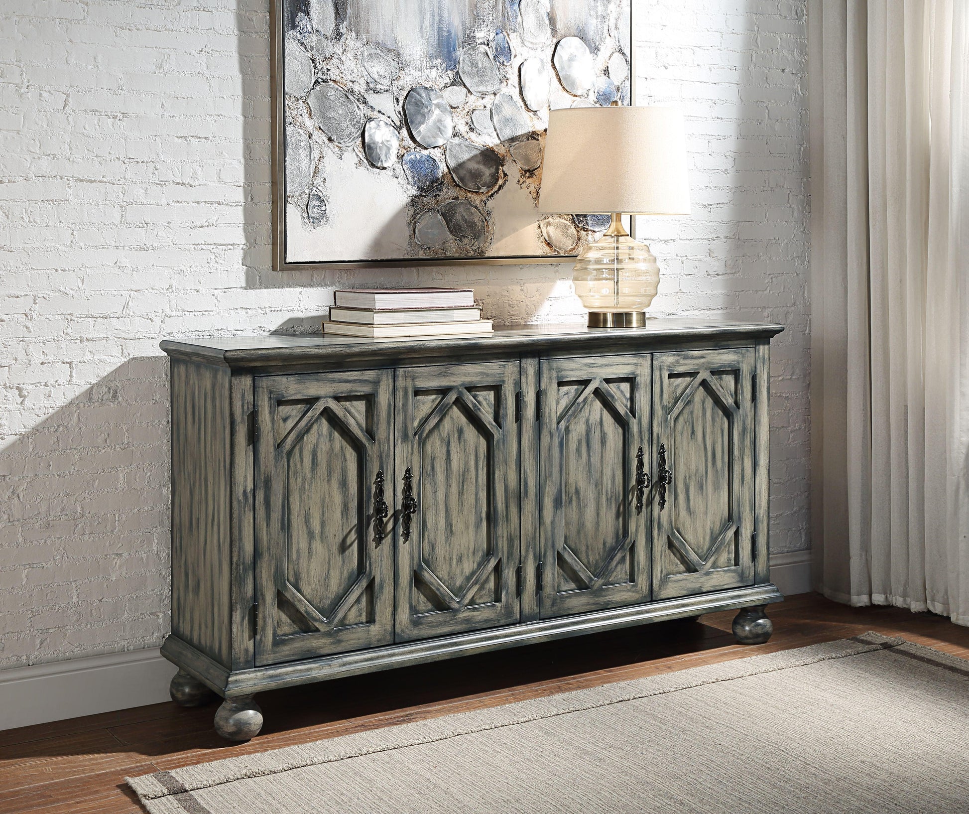 ACME Pavan Console Table, Rustic Gray FredCo