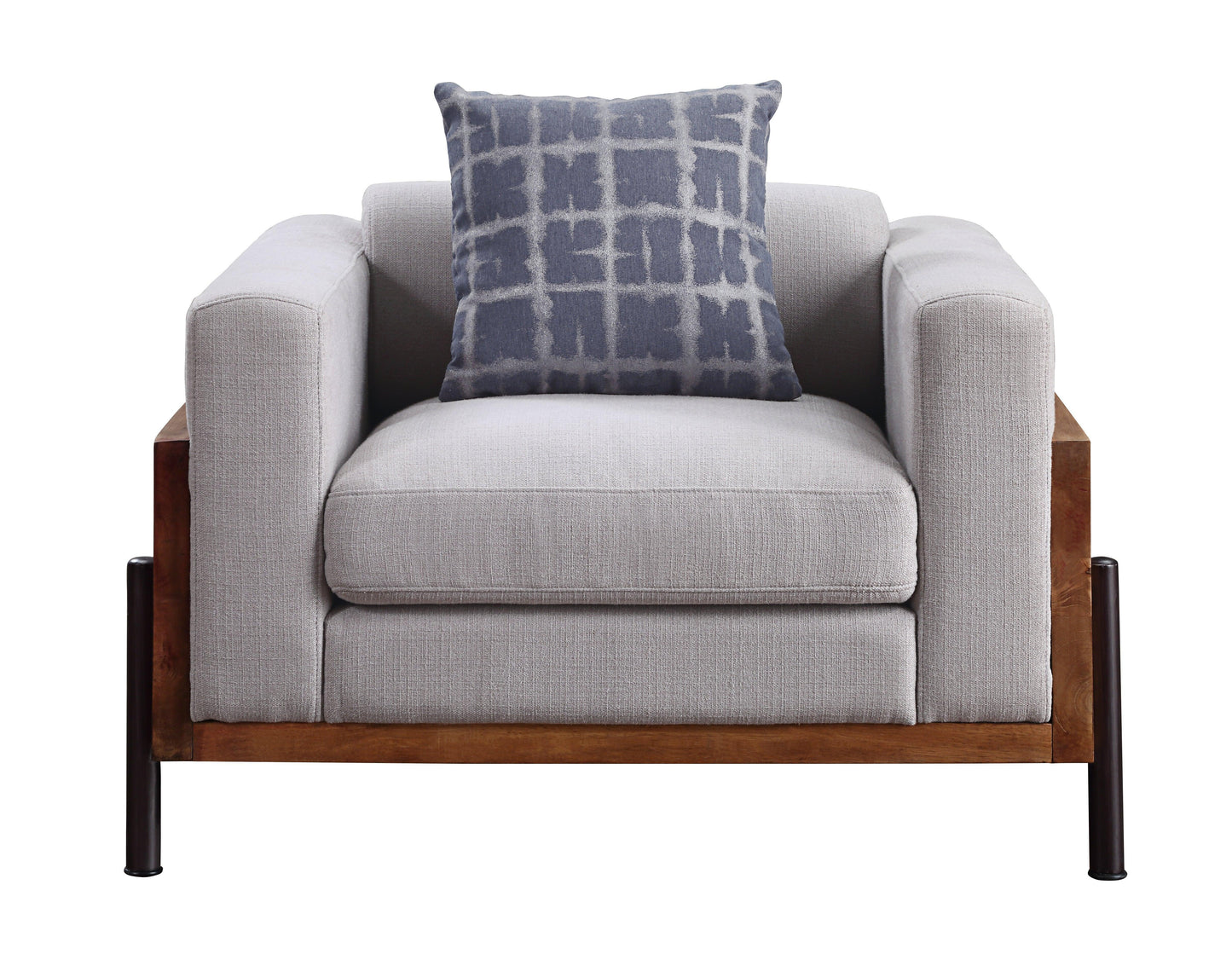 ACME Pelton Chair w/1 Pillow, Fabric & Walnut FredCo
