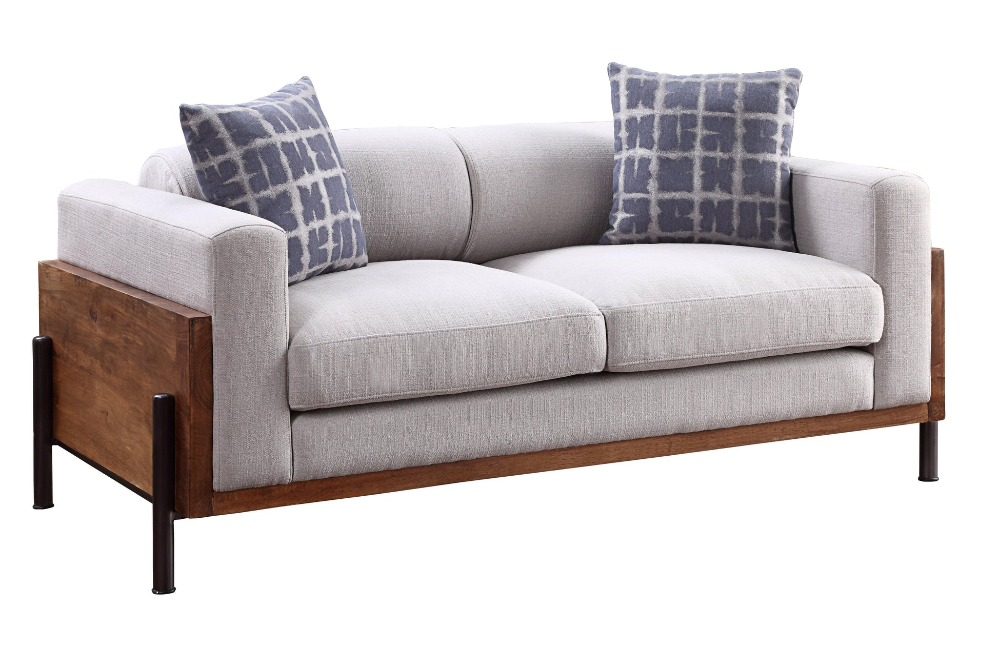ACME Pelton Loveseat w/Pillows, Fabric & Walnut FredCo