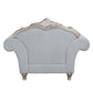 ACME Pelumi Chair w/3 Pillows, Light Gray Linen & Platinum Finish FredCo