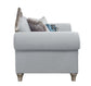 ACME Pelumi Chair w/3 Pillows, Light Gray Linen & Platinum Finish FredCo