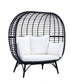 ACME Penelope Patio Lounge Chair, Cream Fabric & Black Finish FredCo