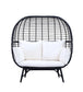 ACME Penelope Patio Lounge Chair, Cream Fabric & Black Finish FredCo