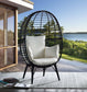 ACME Penelope Patio Lounge Chair, Light Gray Fabric & Black Finish FredCo