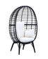 ACME Penelope Patio Lounge Chair, Light Gray Fabric & Black Finish FredCo