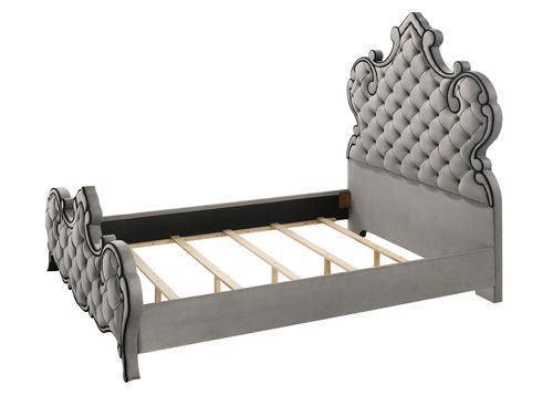 ACME Perine Eastern King Bed, Gray Velvet FredCo