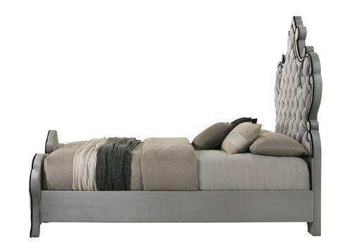 ACME Perine Eastern King Bed, Gray Velvet FredCo