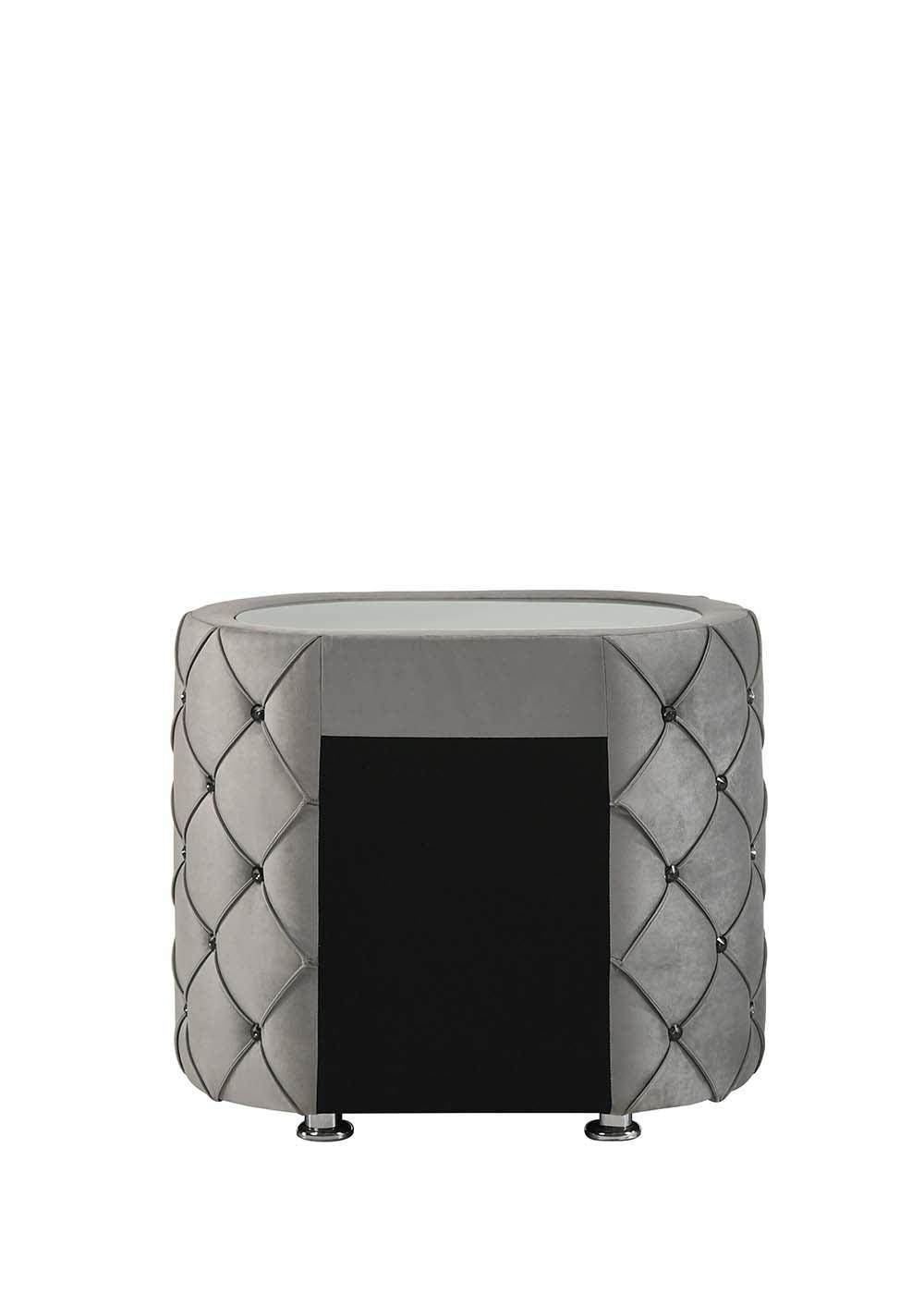 ACME Perine Nightstand, Gray Velvet FredCo