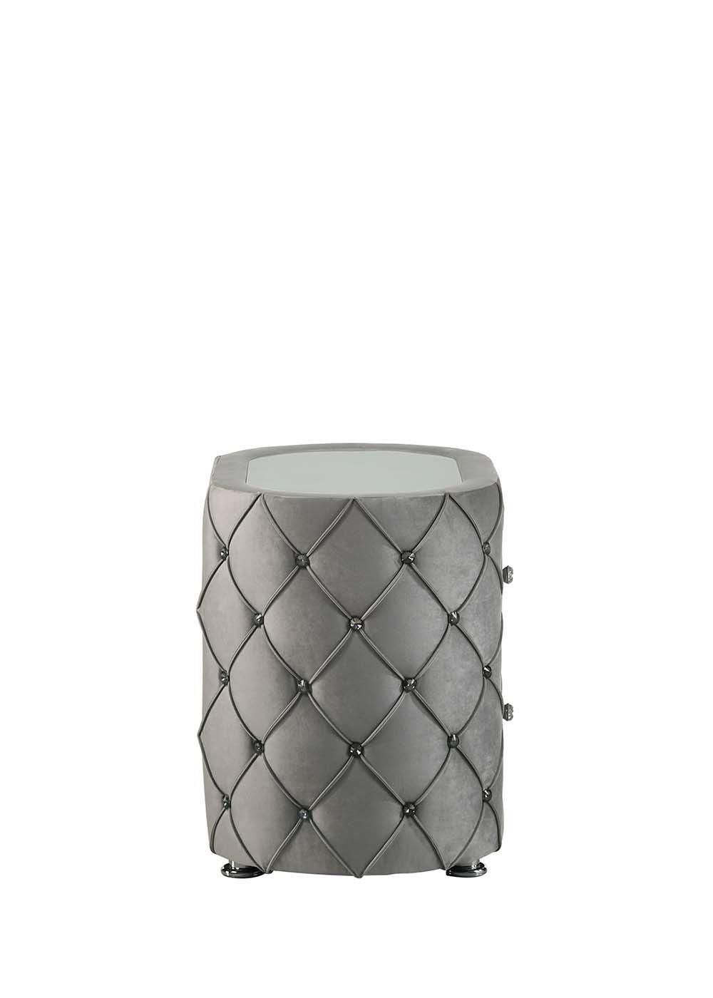 ACME Perine Nightstand, Gray Velvet FredCo