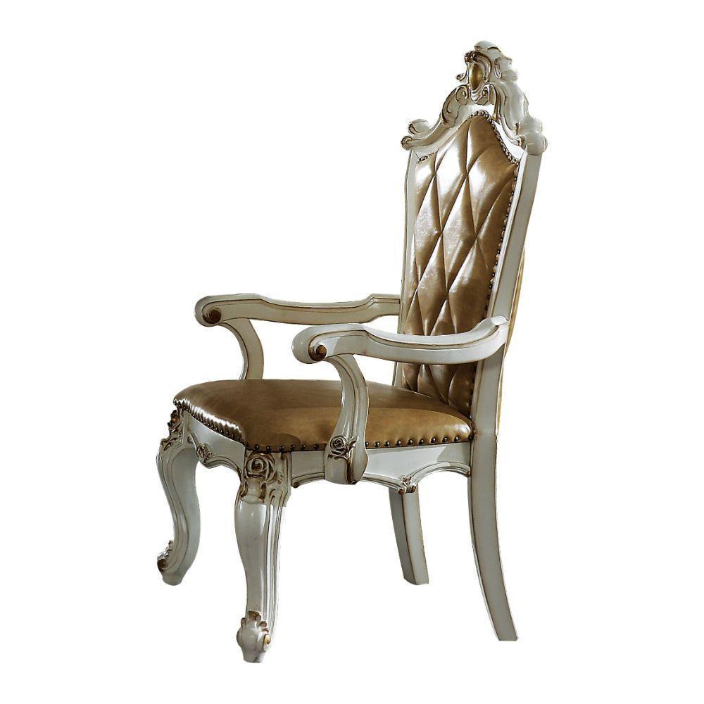 ACME Picardy Arm Chair (Set-2), PU & Antique Pearl FredCo