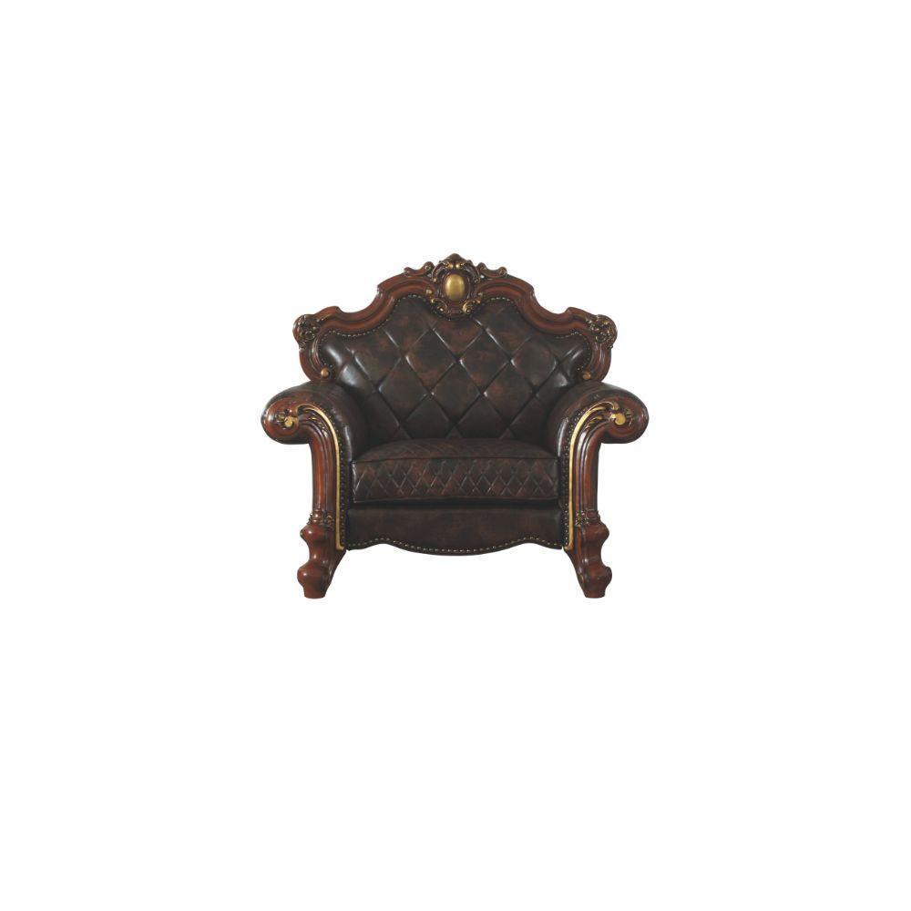 ACME Picardy Chair w/1 Pillow, Vintage Honey Oak & PU FredCo