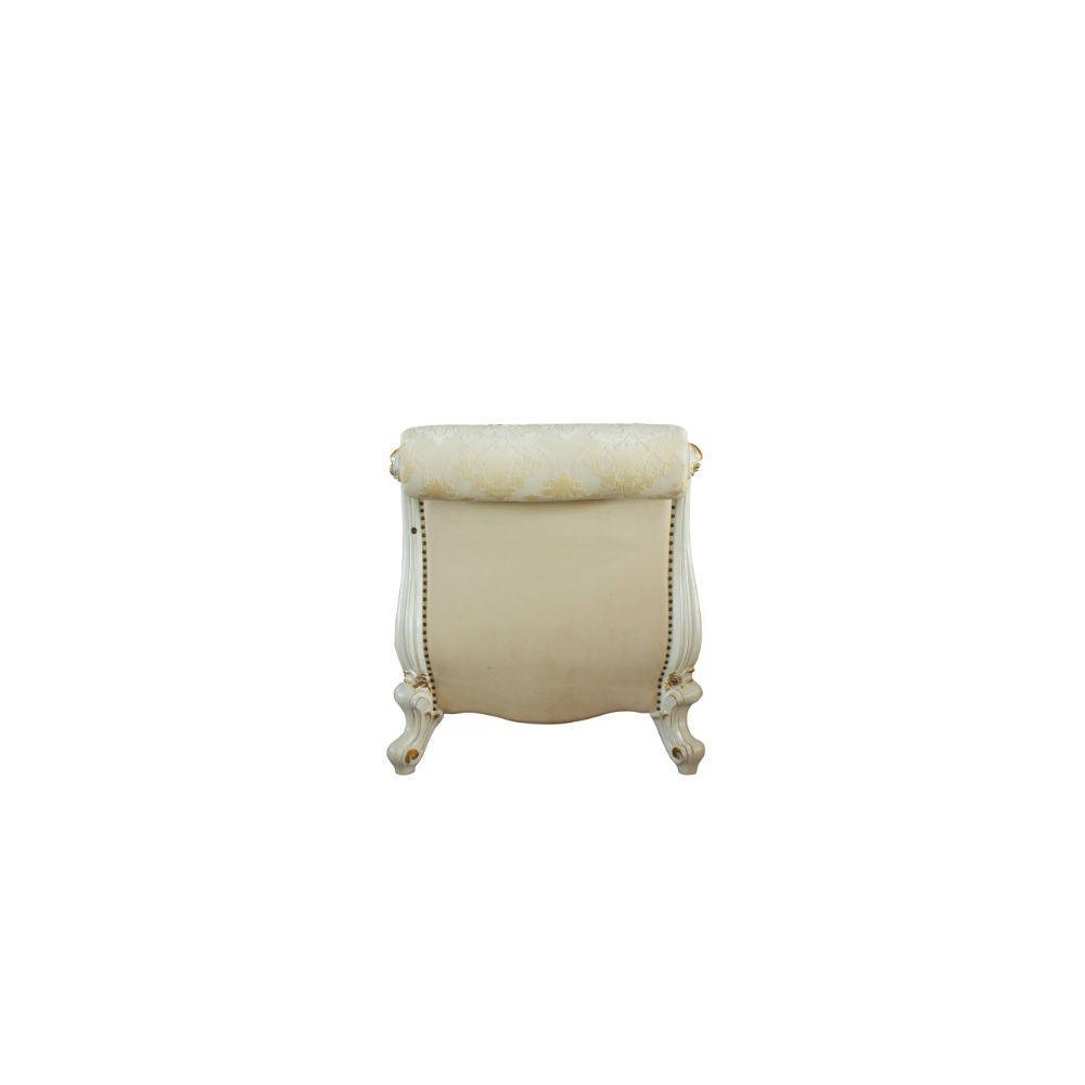 ACME Picardy Chaise w/ Pillows, Antique Pearl & Fabric FredCo