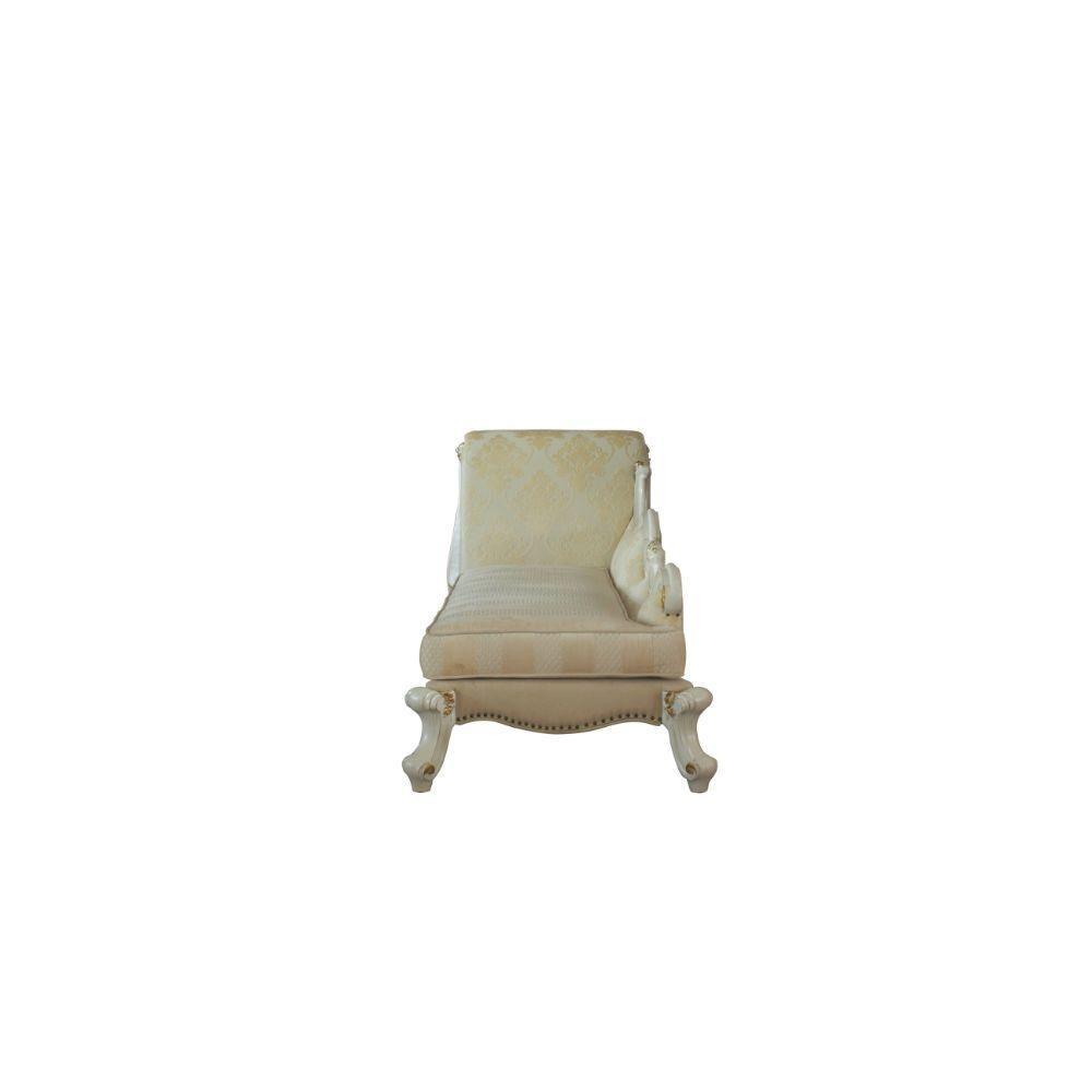 ACME Picardy Chaise w/ Pillows, Antique Pearl & Fabric FredCo