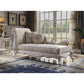 ACME Picardy Chaise w/ Pillows, Antique Pearl & Fabric FredCo