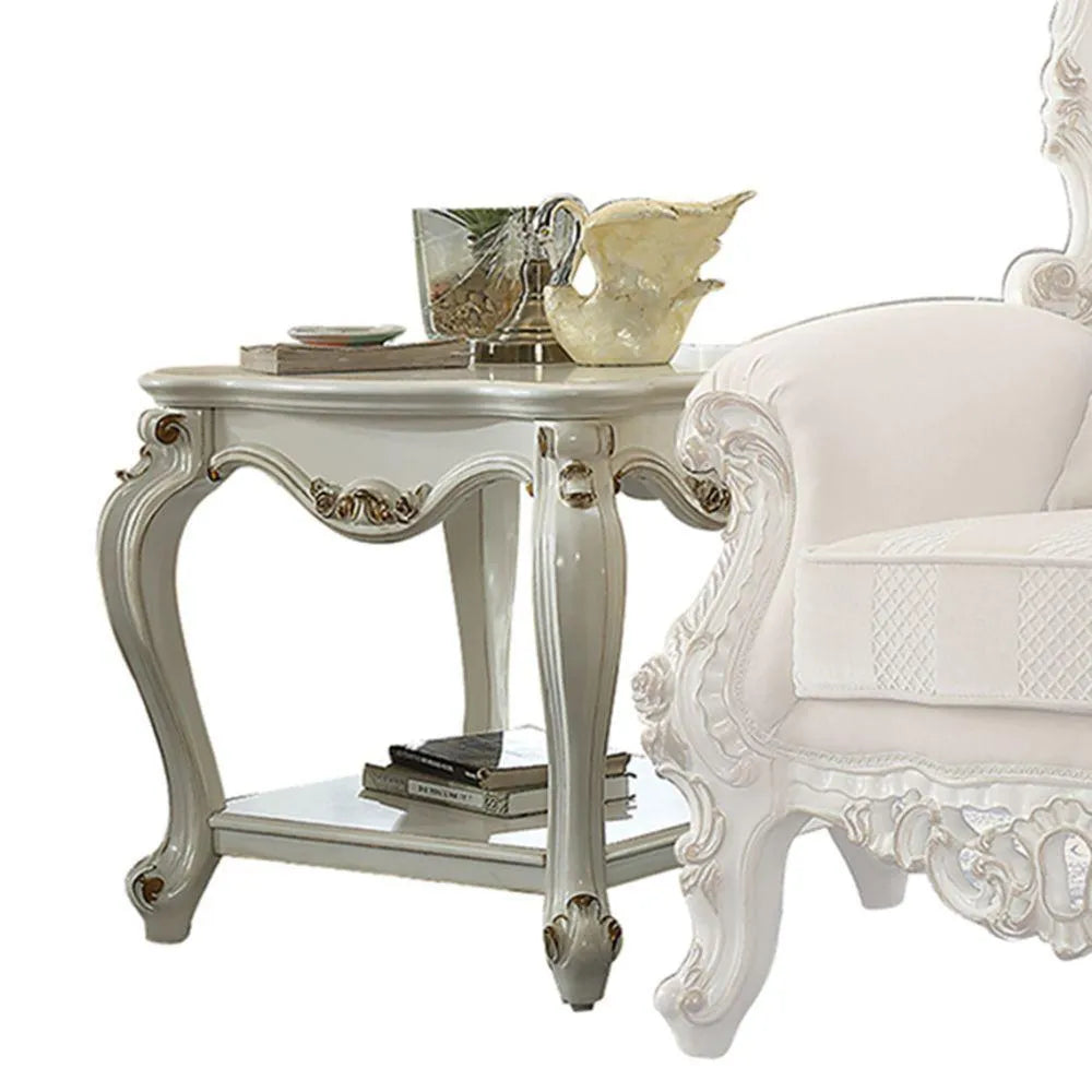 ACME Picardy End Table, Antique Pearl FredCo