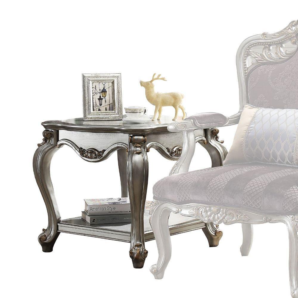 ACME Picardy End Table, Antique Platinum FredCo