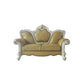 ACME Picardy Loveseat w/3 Pillows, Antique Pearl & Butterscotch PU FredCo