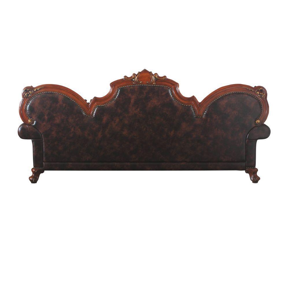 ACME Picardy Oversized Sofa w/5 Pillows, Vintage Honey Oak & PU FredCo
