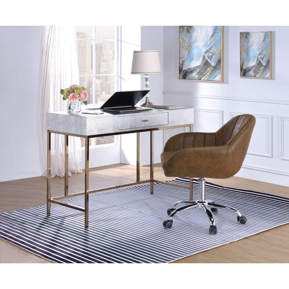 ACME Piety Vanity Desk, Silver PU & Champagne FredCo