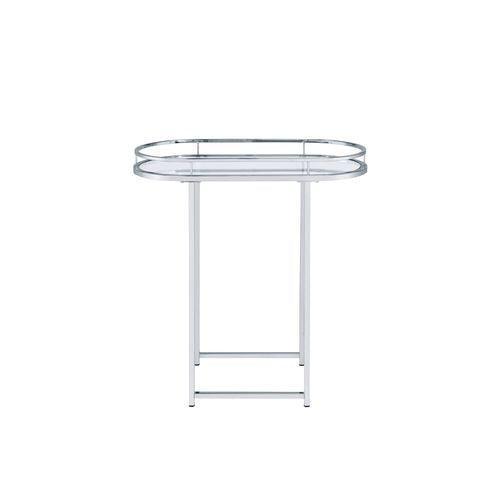 ACME Piffo Serving Cart & Bar Table, Clear Glass & Chrome Finish FredCo