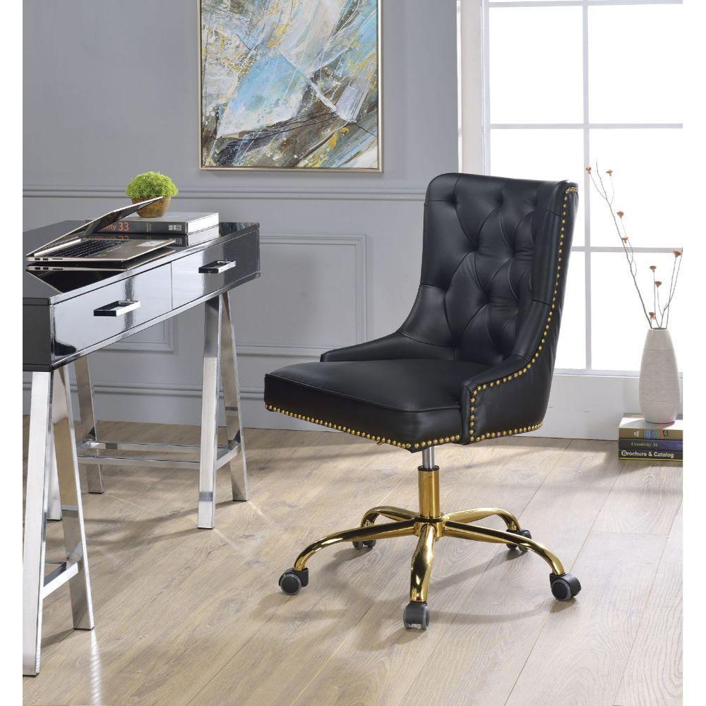 ACME Purlie Office Chair, Black PU & Gold FredCo