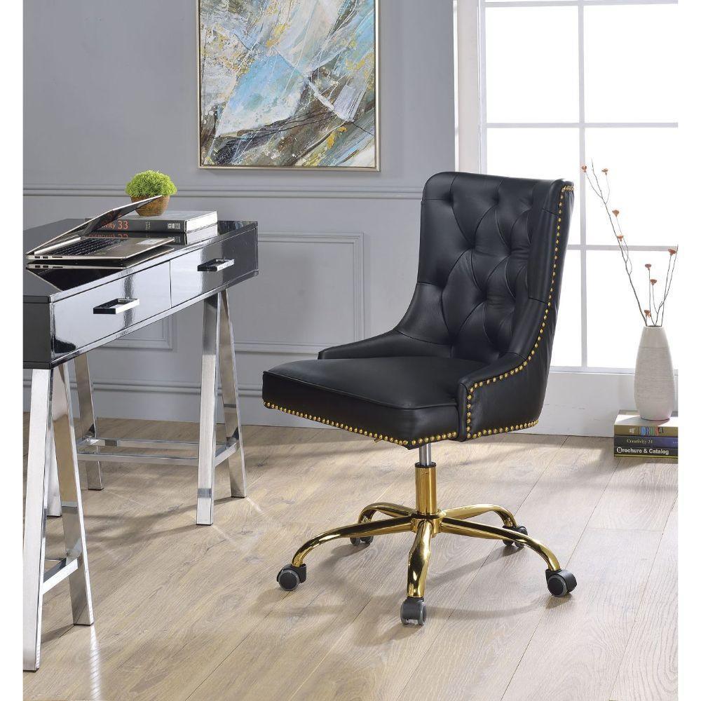 ACME Purlie Office Chair, Black PU & Gold FredCo