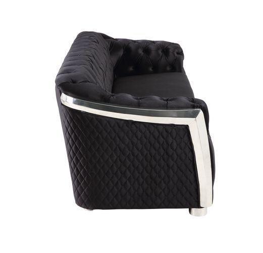 ACME Pyroden Chair, Black Velvet & Chrome Finish FredCo