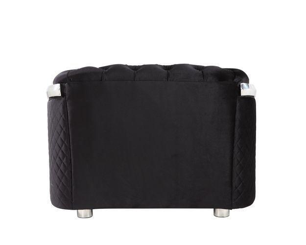 ACME Pyroden Chair, Black Velvet & Chrome Finish FredCo