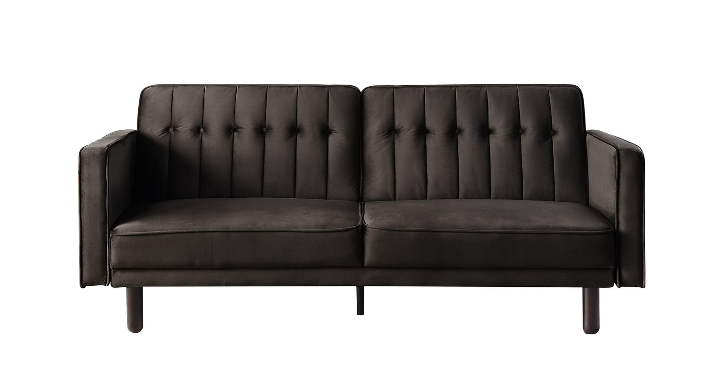ACME Qinven Adjustable Sofa , Dark Brown Velvet FredCo