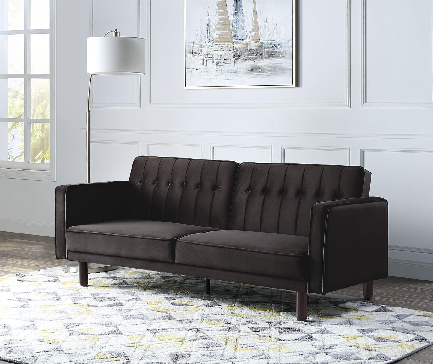 ACME Qinven Adjustable Sofa , Dark Brown Velvet FredCo