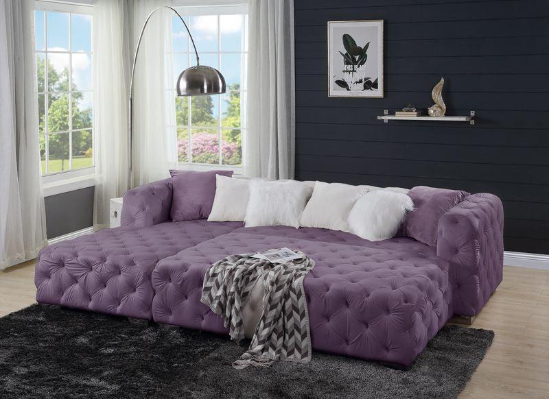 ACME Qokmis Sectional - Ottoman, Purple Velvet FredCo