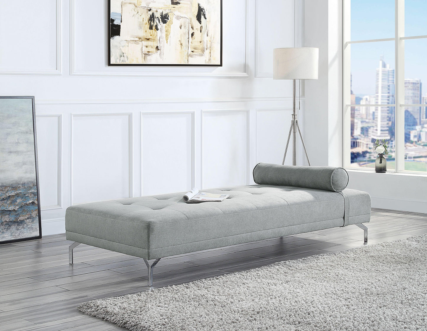 ACME Quenti Sofa Bed w/Pillow, Gray Melange Velvet FredCo