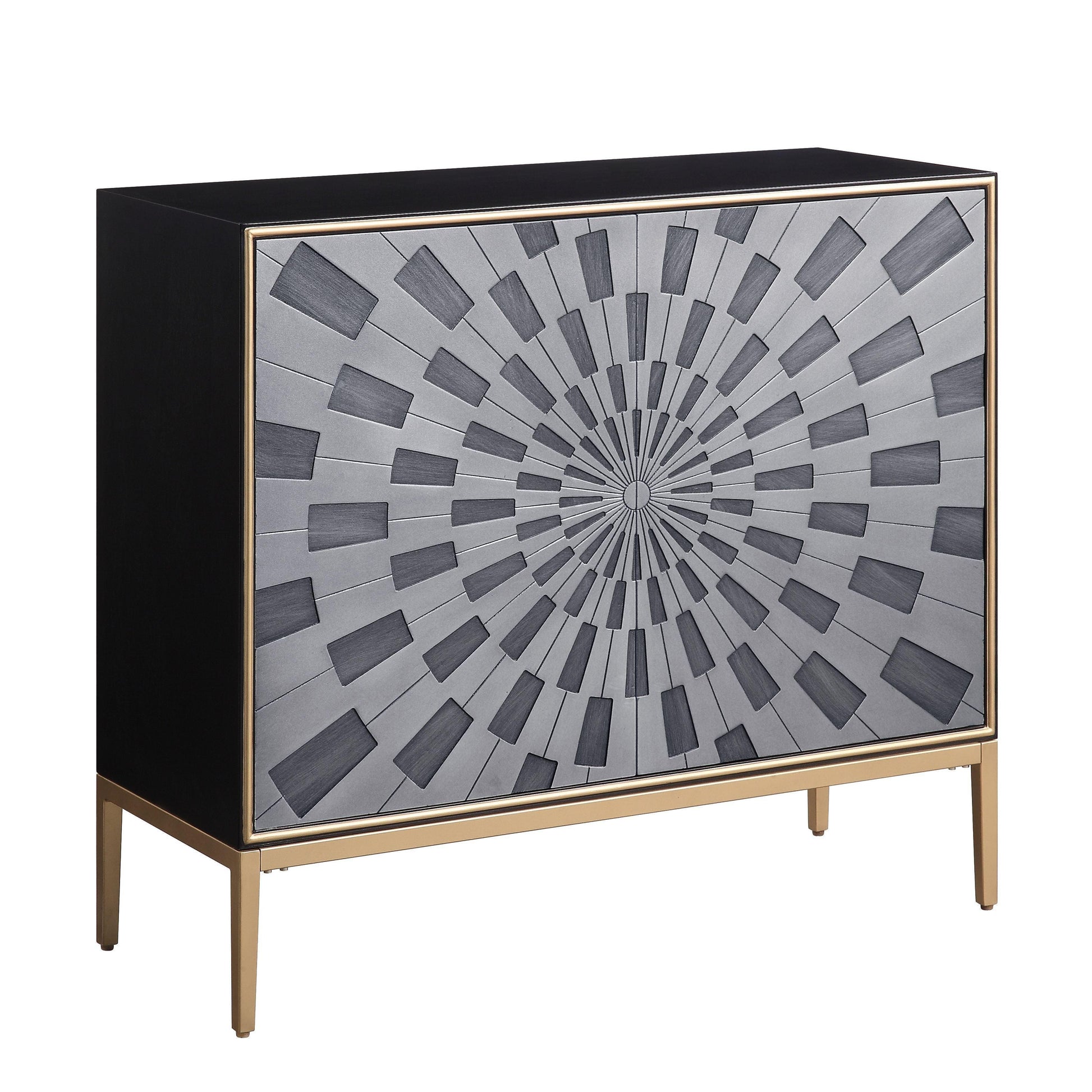 ACME Quilla Console Table, Black, Gray & Brass Finish FredCo