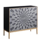 ACME Quilla Console Table, Black, Gray & Brass Finish FredCo
