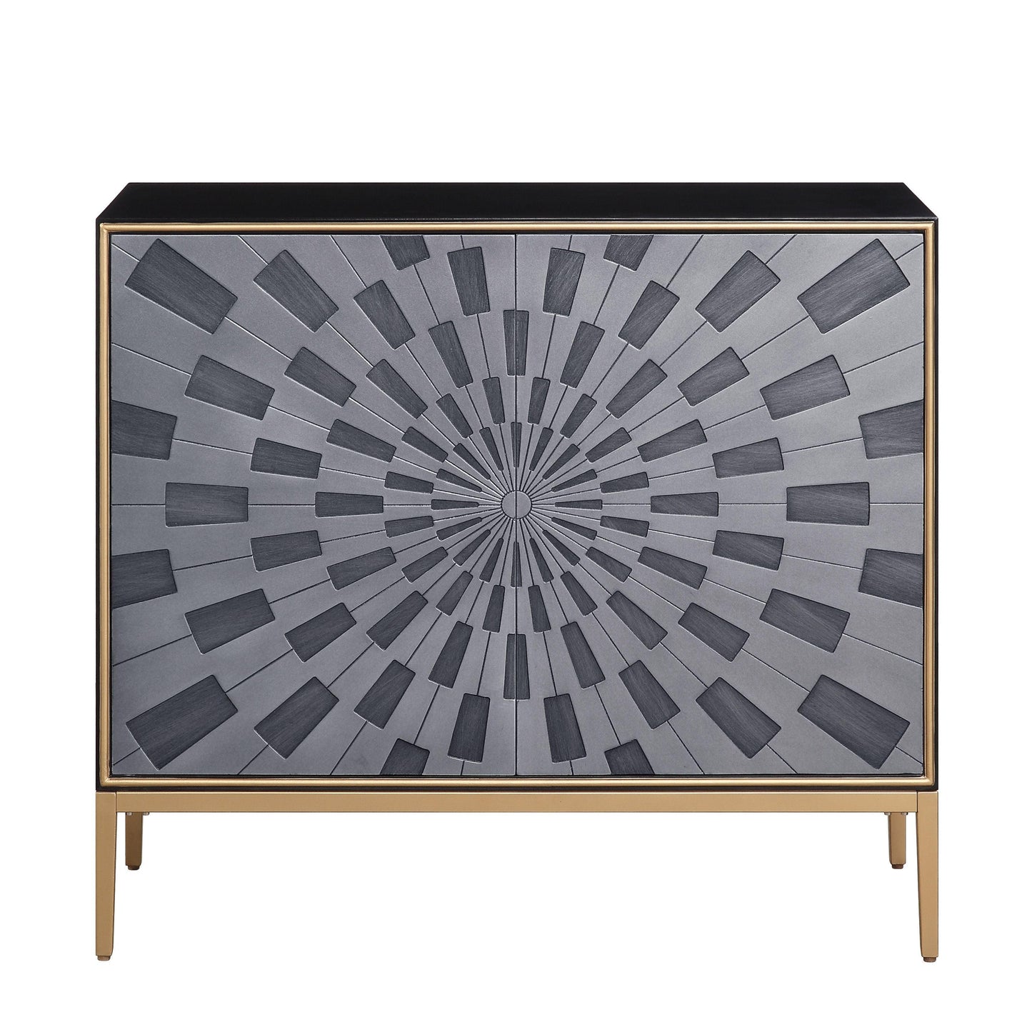 ACME Quilla Console Table, Black, Gray & Brass Finish FredCo