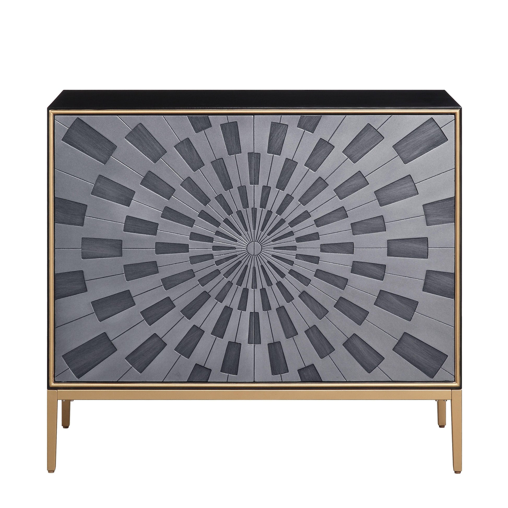 ACME Quilla Console Table, Black, Gray & Brass Finish FredCo