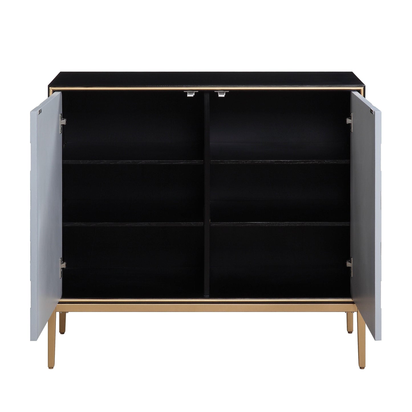 ACME Quilla Console Table, Black, Gray & Brass Finish FredCo