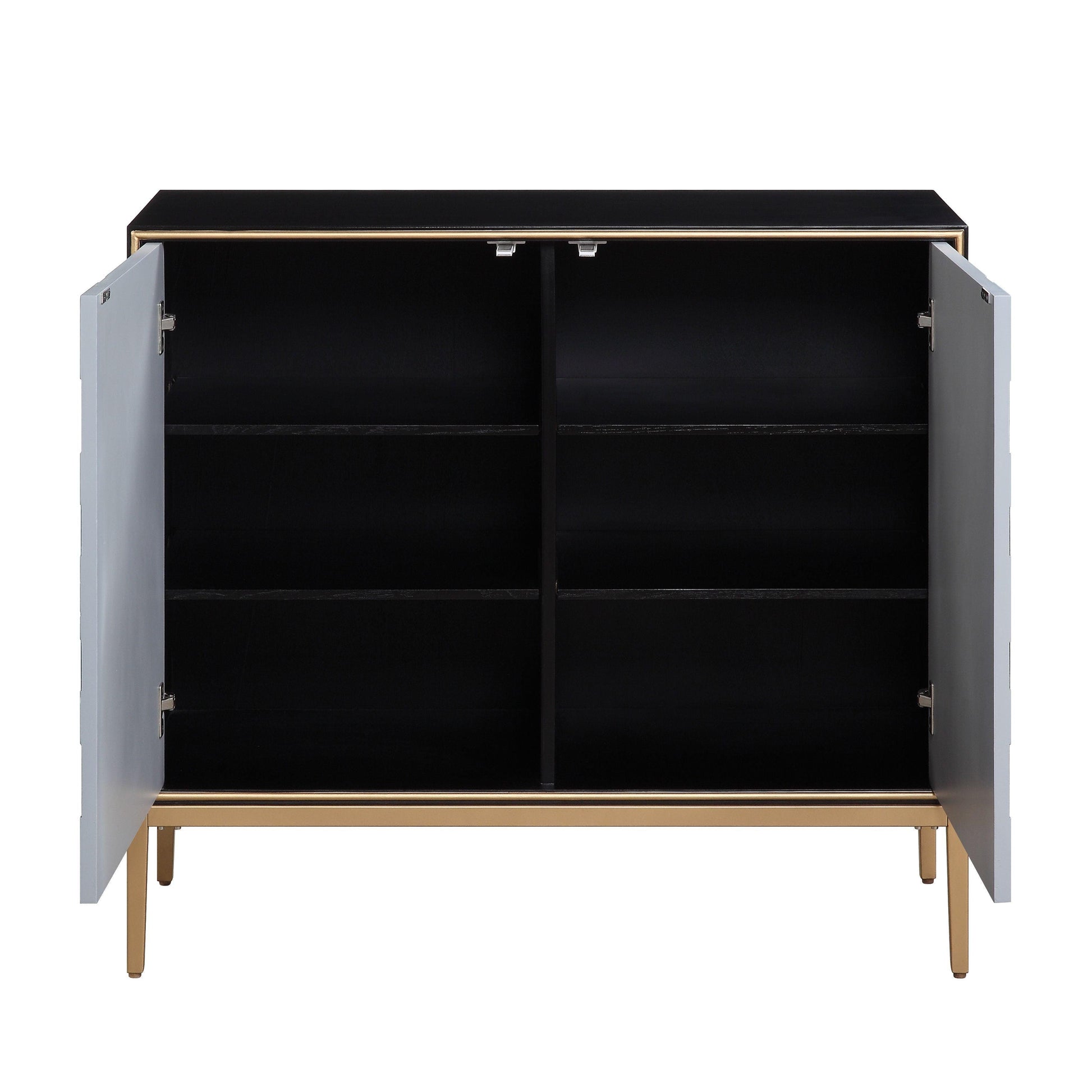 ACME Quilla Console Table, Black, Gray & Brass Finish FredCo