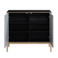 ACME Quilla Console Table, Black, Gray & Brass Finish FredCo