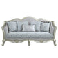 ACME Qunsia Sofa w/5 Pillows, Light Gray Linen & Champagne Finish FredCo