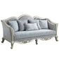 ACME Qunsia Sofa w/5 Pillows, Light Gray Linen & Champagne Finish FredCo