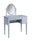 ACME Rabila Vanity Set, Cream Fabric & Gray Finish FredCo