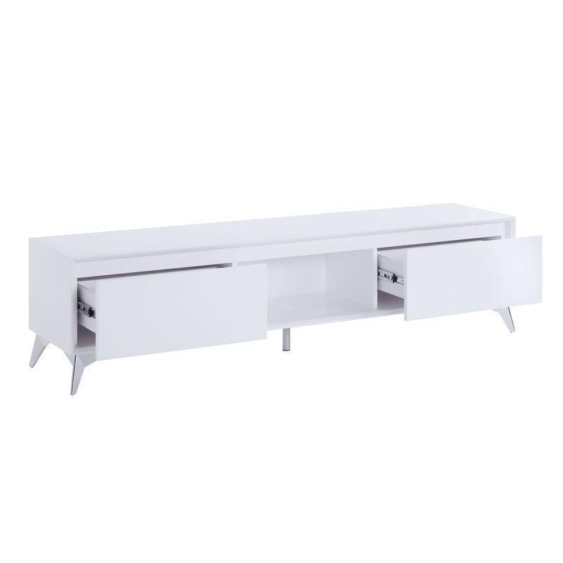 ACME Raceloma TV stand , LED, White & Chrome Finish FredCo