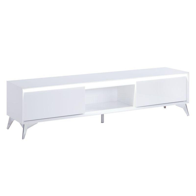ACME Raceloma TV stand , LED, White & Chrome Finish FredCo