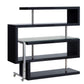 ACME Raceloma Writing Desk w/Shelf, Clear Glass, Chrome & Black High Gloss Finish FredCo