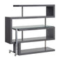 ACME Raceloma Writing Desk w/Shelf, Clear Glass, Chrome & Gray High Gloss Finish FredCo