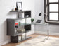 ACME Raceloma Writing Desk w/Shelf, Clear Glass, Chrome & Gray High Gloss Finish FredCo